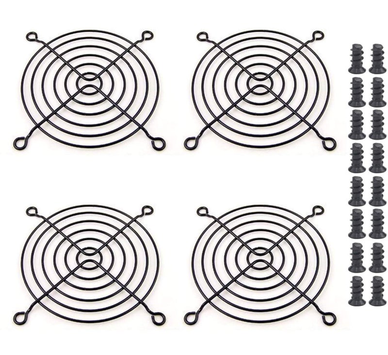 Easycargo 4pcs 92mm Fan Grill 92mm Guard Black with Screws (Black 92mm) - Image 1
